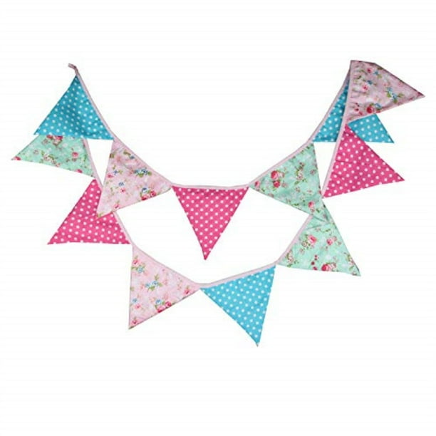 Baby Pink Outdoor & Home Decoration Birthday Party INFEI 3.2M/10.5Ft Vintage Floral Fabric Flags Bunting Banner Garlands for Wedding Baby Pink Outdoor & Home Decoration Birthday Party INFEI 3.2M/10.5Ft Vintage Floral Fabric Flags Bunting Banner Garlands for Wedding